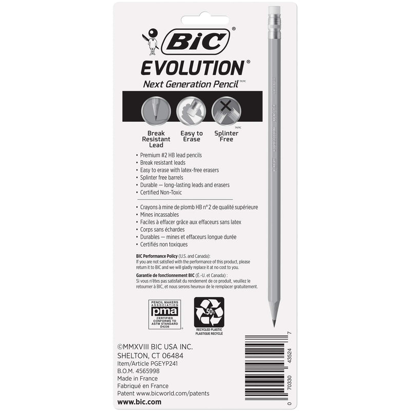 BIC Evolution Cased Pencil, #2 Lead, Yellow Barrel, 24-Count - Epivend