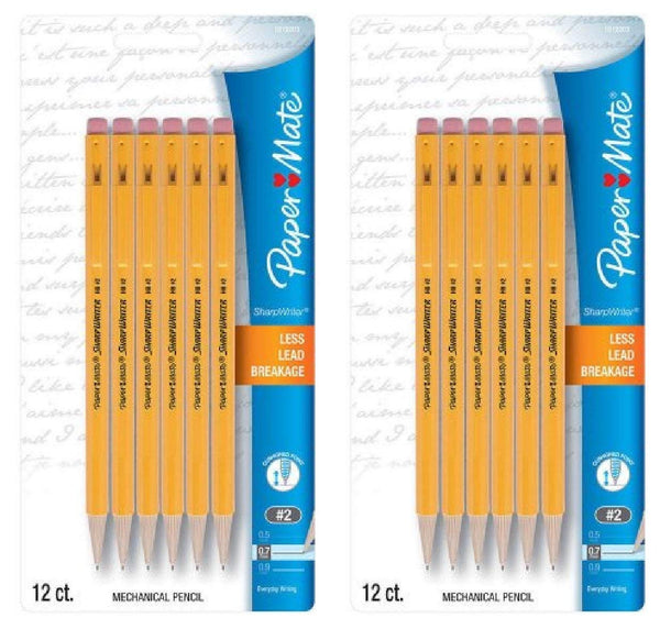 Paper Mate SharpWriter Mechanical Pencils, 0.7mm, HB #2, Yellow, 24 Count - Epivend