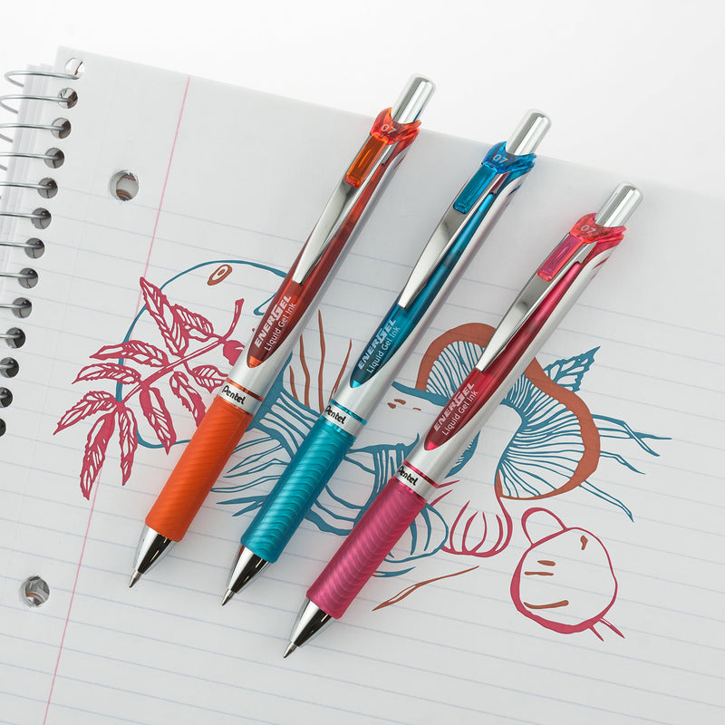 Pentel Gel Ink Pen, EnerGel RTX Retractable (0.7mm) Medium Point, Assorted Gel Ink Colors,12 Pk (BL77BP12M) - Epivend