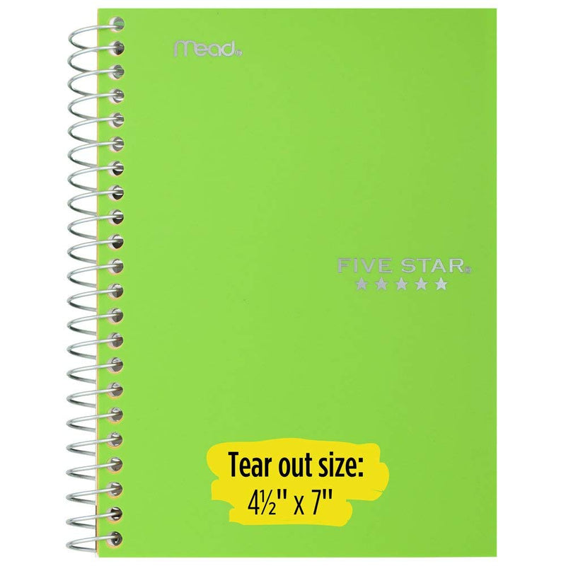 Five Star Spiral Notebooks, 1 Subject, College Ruled Paper, 100 Sheets, 7 x 5 inches, Personal Size, Colors Selected For You, 2 Pack (73707) - Epivend