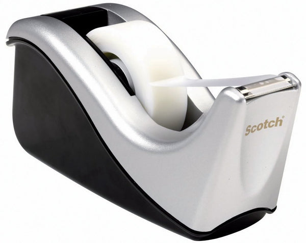 Scotch Desktop Tape Dispenser Silvertech, Two-Tone (C60-St), Black/Silver, 1 Pack - Epivend