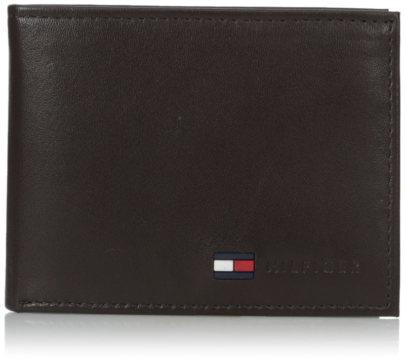 Tommy Hilfiger Men's Leather Wallet - Thin Sleek Casual Bifold with 6 Credit Card Pockets and Removable ID Window, British Tan - Epivend