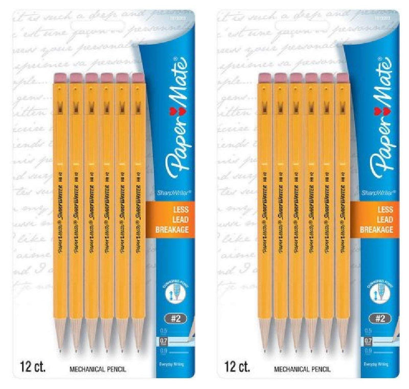 Paper Mate SharpWriter Mechanical Pencils, 0.7mm, HB #2, Yellow, 24 Count - Epivend