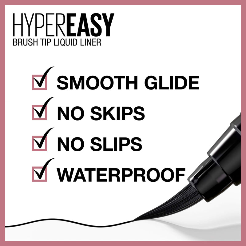 Maybelline New York Hyper Easy Liquid Pen No-Skip Eyeliner, Satin Finish, Waterproof Formula, Eye Liner Makeup, Pitch Black, 0.018 Fl. Oz - Epivend
