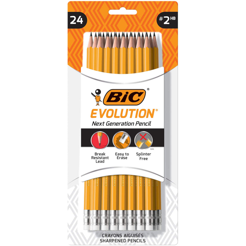 BIC Evolution Cased Pencil, #2 Lead, Yellow Barrel, 24-Count - Epivend