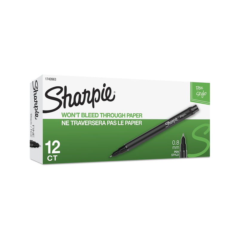 Sharpie Plastic Point Stick Water Resistant Pen, Ink, Fine, Pack of 12, Black (1742663) - Epivend
