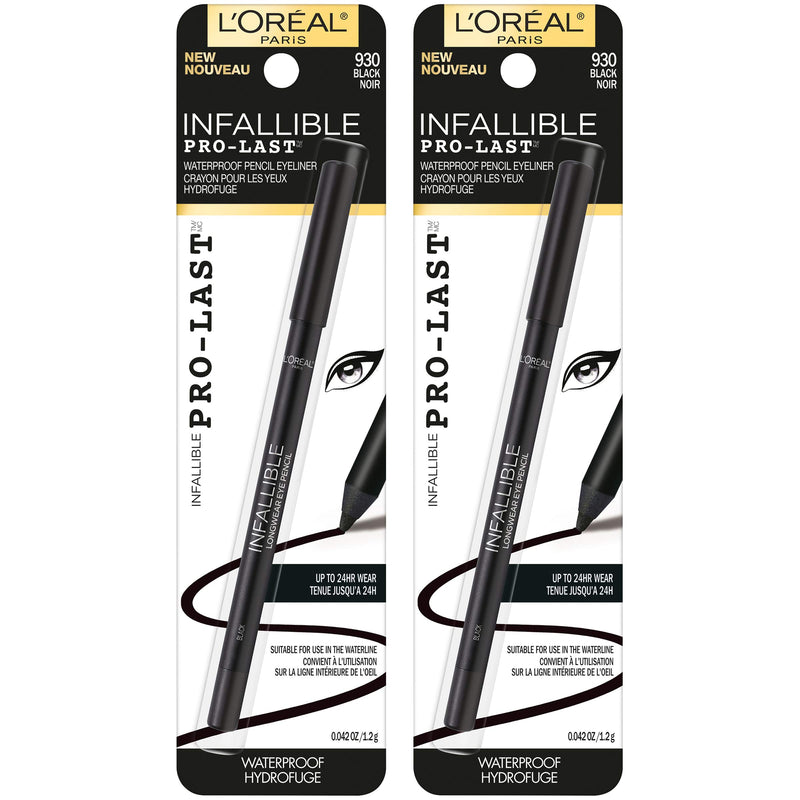 L'Oreal Paris Makeup Infallible Pro-Last Pencil Eyeliner, Waterproof & Smudge-Resistant, Glides on Easily to Create any Look, Black, 2 Count - Epivend