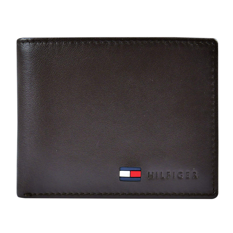 Tommy Hilfiger Men's Leather Wallet - Thin Sleek Casual Bifold with 6 Credit Card Pockets and Removable ID Window, British Tan - Epivend