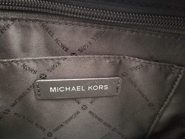 Michael Kors Selma Black Saffiano Leather Medium Top Zip Satchel Bag - Epivend