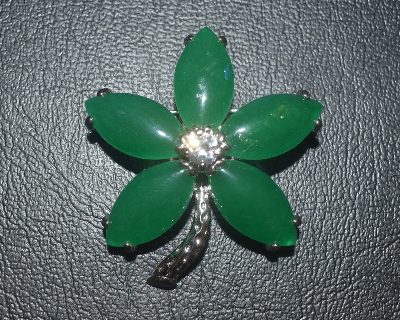 Green Floral Onyx Brooch Pin - Epivend